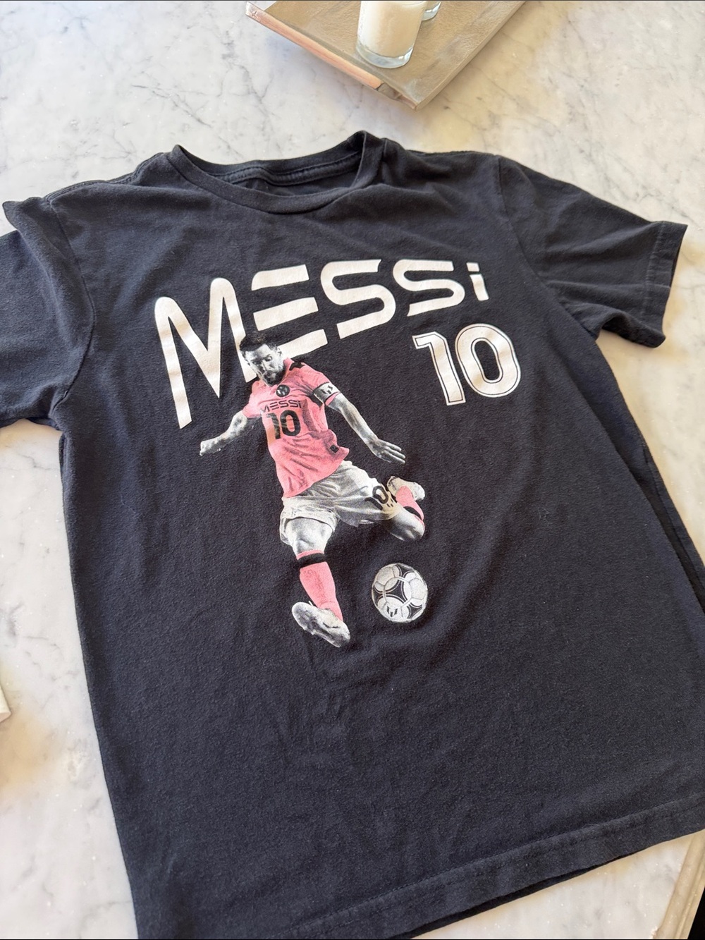 Messi Classic kids Crew Neck T-Shirt - Black size medium